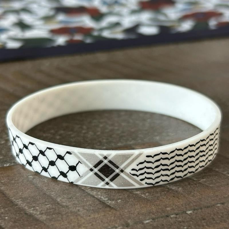 Silicone Keffiyeh Bracelet – Red or White Wristband