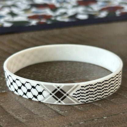 Silicone Keffiyeh Bracelet – Red or White Wristband