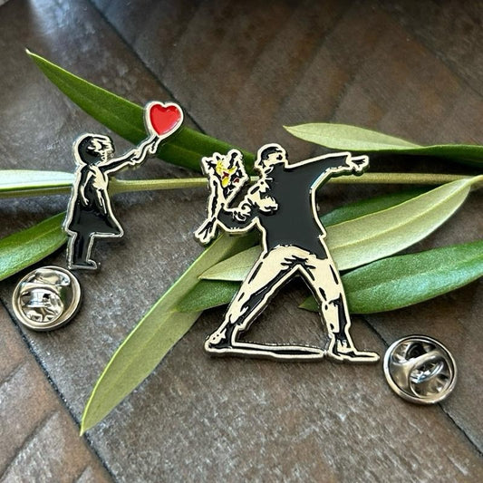 Palestinian Pins: Girl with Balloon and Flower Thrower Pins