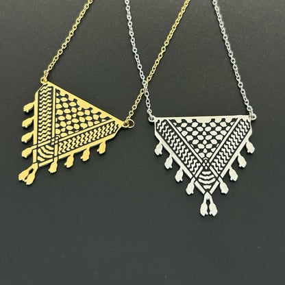 Palestinian Keffiyeh Necklace – Gold or Silver Tatreez Chain