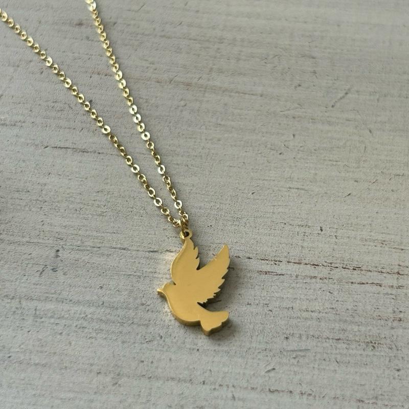 Dove of Peace Necklace Gold Plated Symbol of Hope & Resilience