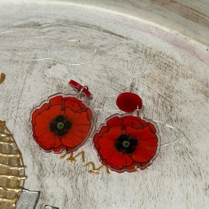 Palestinian Red Poppy Earrings Beauty Red Floral Design Earrings
