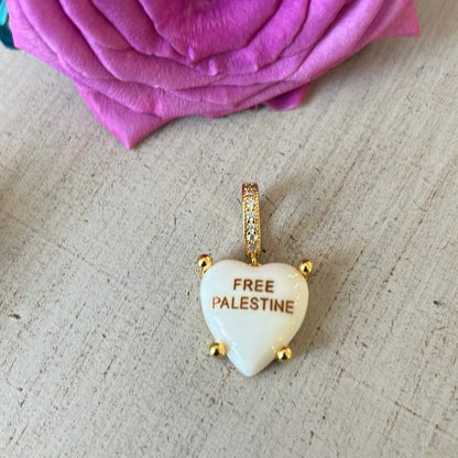 Free Palestine Heart Charm Necklace - Bold Cute & Powerful Options - Perfect for Weddings & Cultural Events