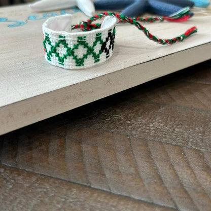 Authentic Handmade Palestinian Embroidery Handwoven Tatreez Bracelets Keffiyeh Flag Watermelon Design with Colorful Tassels Adjustable Lightweight