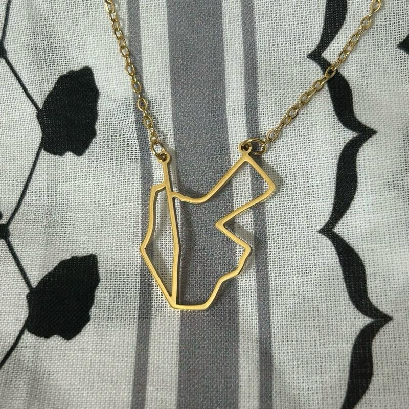 Gold Palestine-Jordan Map Necklace Minimalist Outline Pendant Arab Unity Jewelry