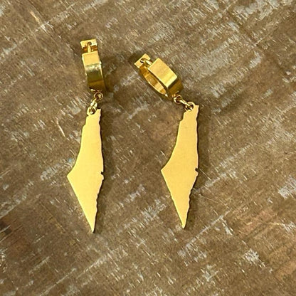 Palestine Map Hoop Earrings Dainty Drop Design