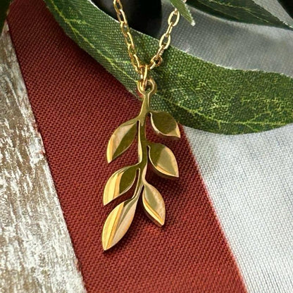 Olive Branch Necklace Gold-Tone Pendant of Peace Palestinian Symbol
