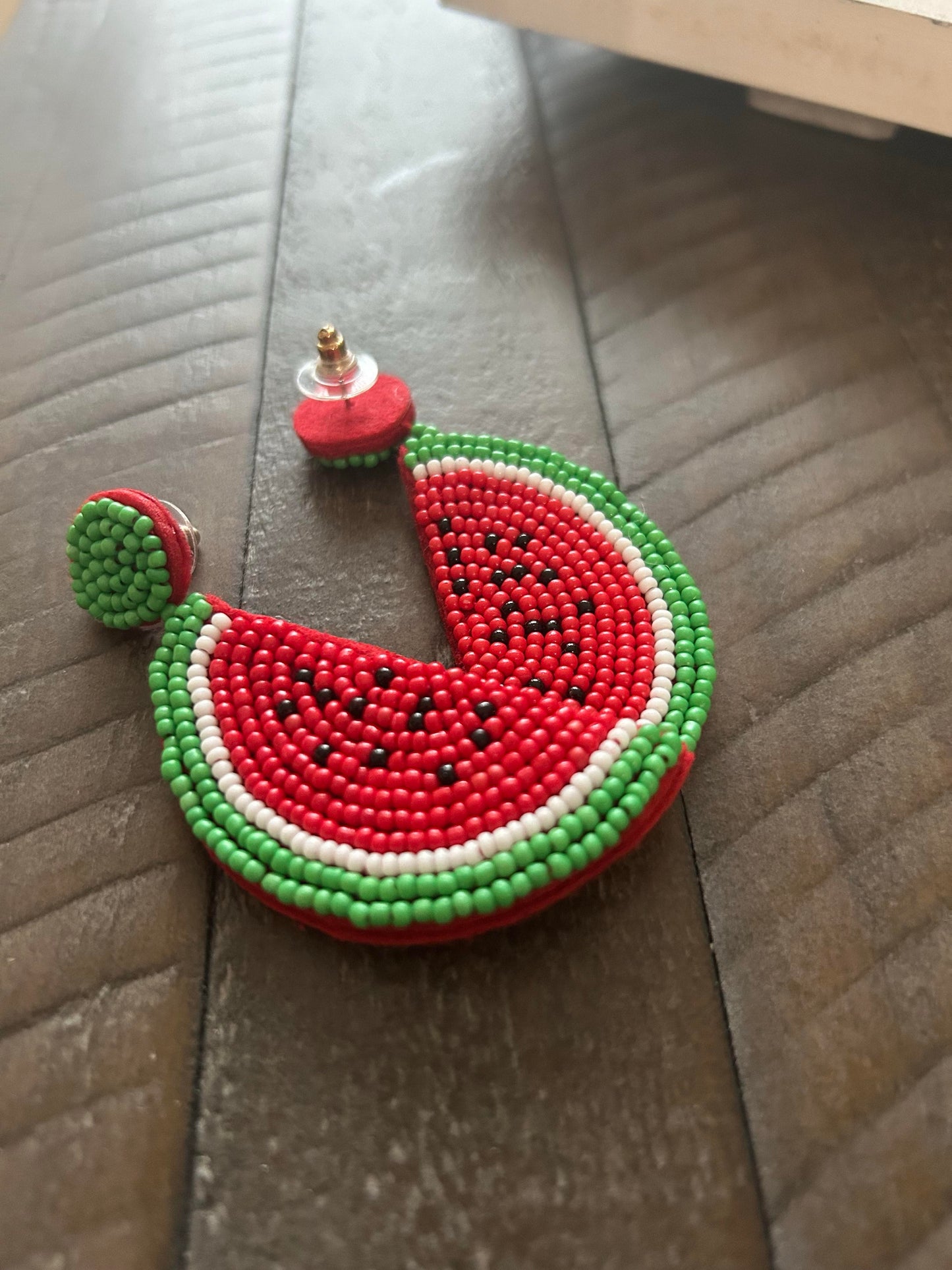Beaded Watermelon Earrings