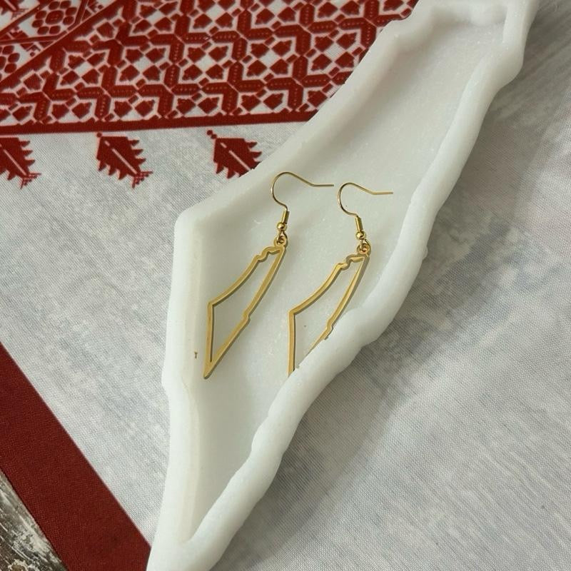 Outline Palestine Map Earrings - Simple Design
