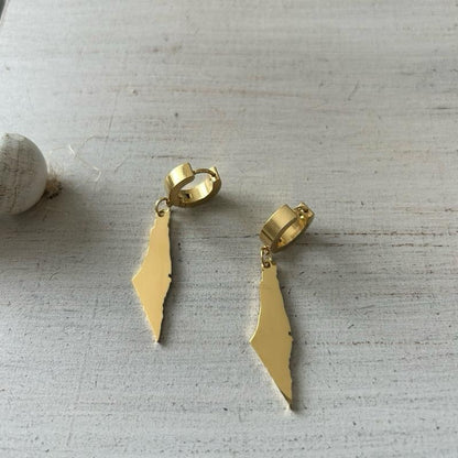 Palestine Map Hoop Earrings Dainty Drop Design