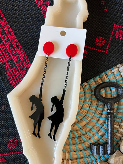 Palestinian Earrings | "The Girl and the Balloon" | Silhouette Dangle Earrings