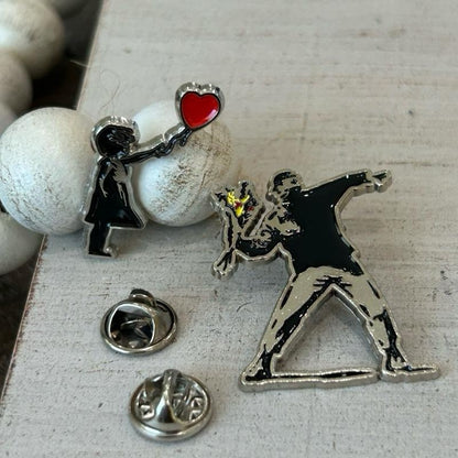 Palestinian Pins: Girl with Balloon and Flower Thrower Pins