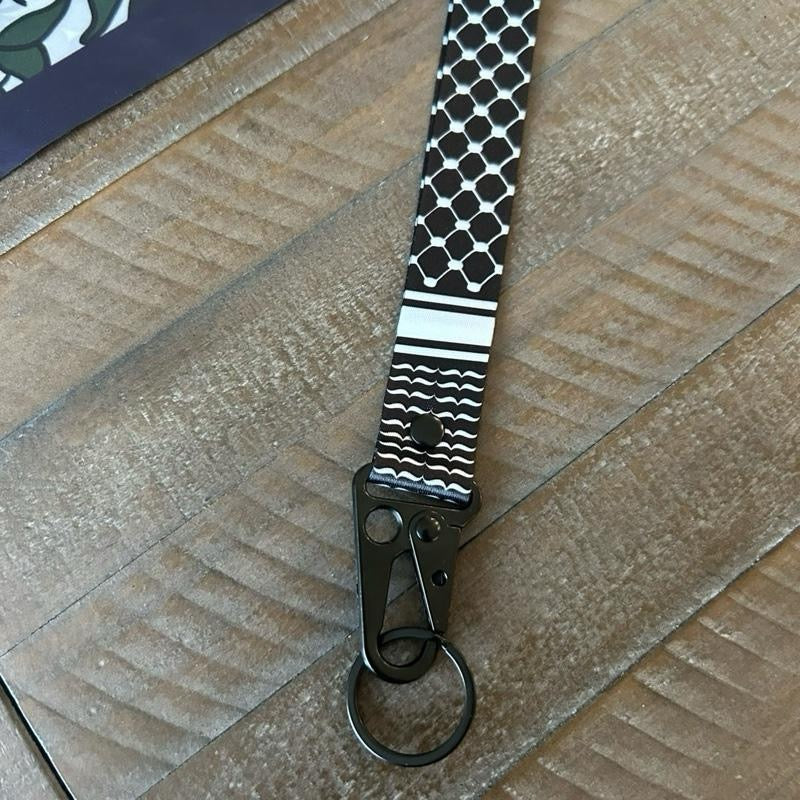 Palestinian Keffiyeh Wristlet Keychain – Kufiya Pattern Wrist Strap Key Fob