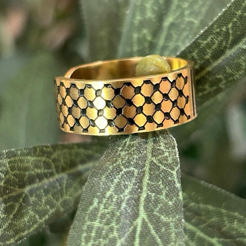Keffiyeh Pattern Ring Adjustable Stainless Steel Band