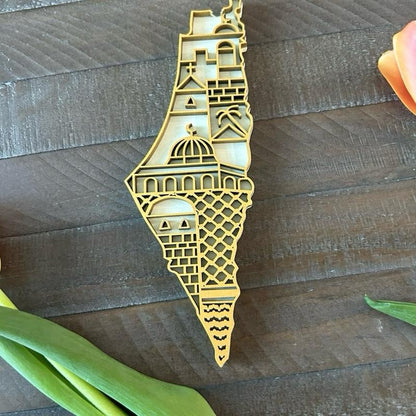 Palestine Map Fridge Magnet  Wood Laser-cut