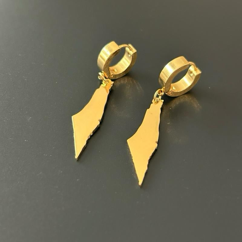 Palestine Map Hoop Earrings Dainty Drop Design