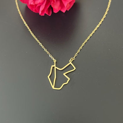 Gold Palestine-Jordan Map Necklace Minimalist Outline Pendant Arab Unity Jewelry