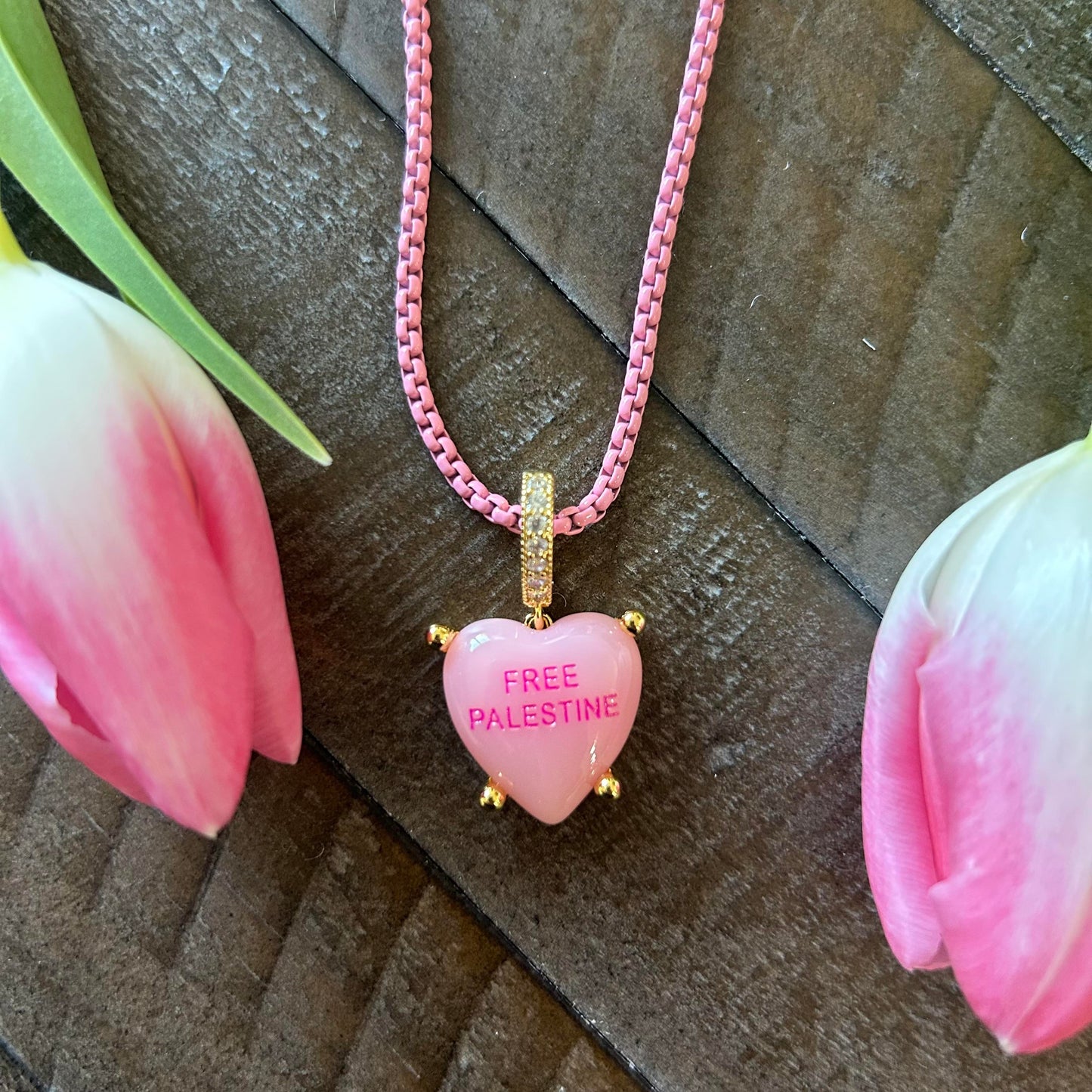 Free Palestine Heart Charm Necklace - Bold Cute & Powerful Options - Perfect for Weddings & Cultural Events