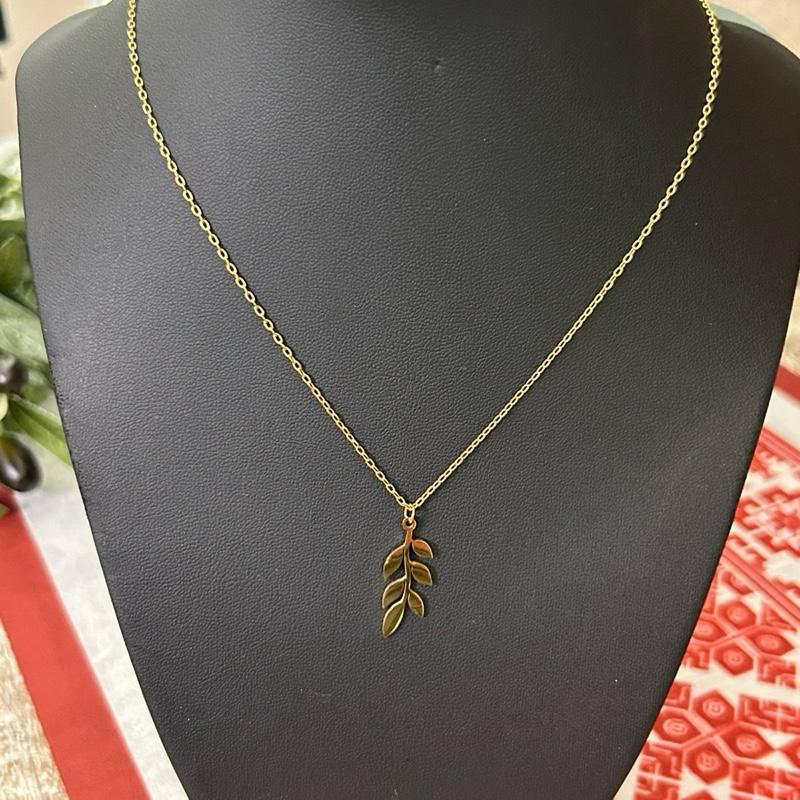 Olive Branch Necklace Gold-Tone Pendant of Peace Palestinian Symbol