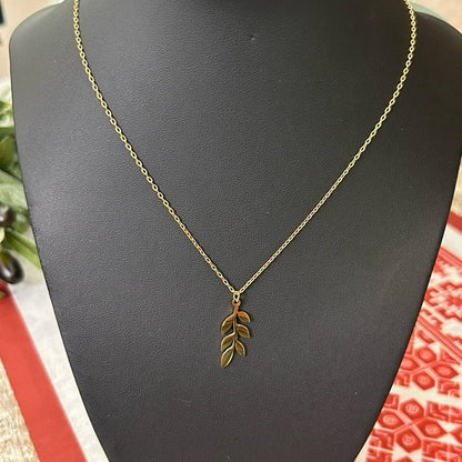 Olive Branch Necklace Gold-Tone Pendant of Peace Palestinian Symbol