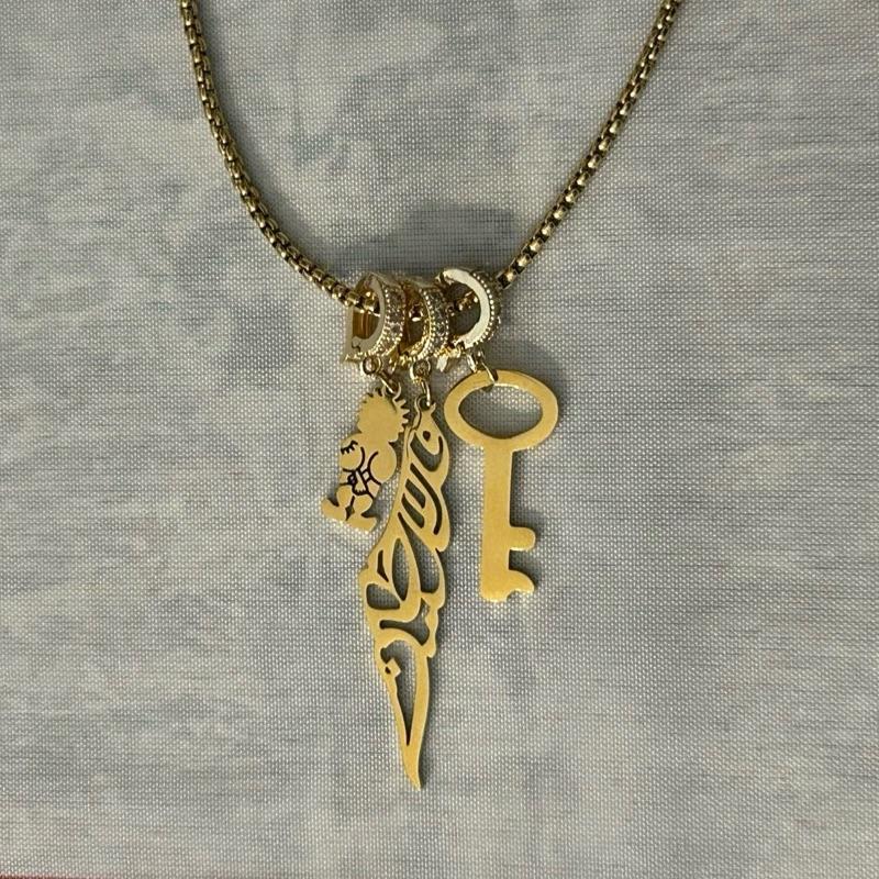 Gold-Plated Palestine Map Handala and Key of Return Necklace with Unique Design Elements
