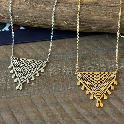 Palestinian Keffiyeh Necklace – Gold or Silver Tatreez Chain
